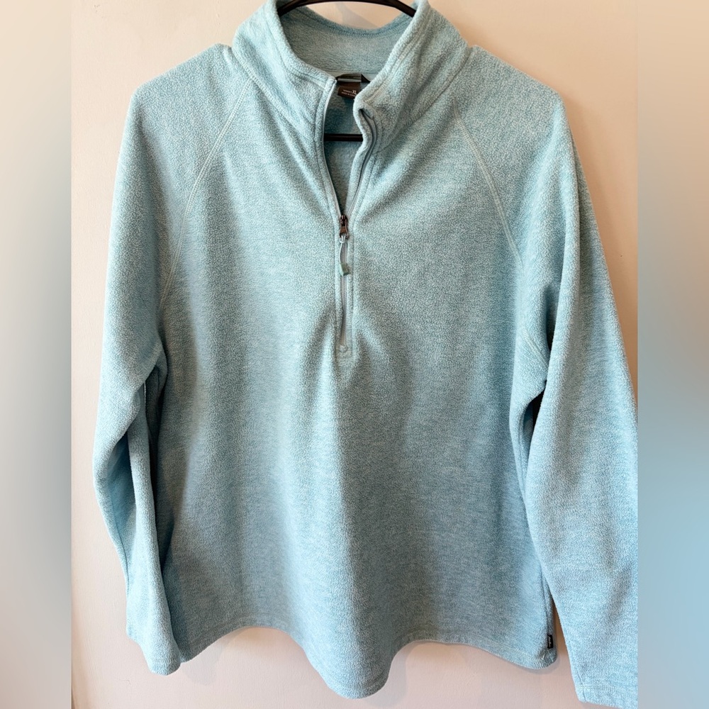 Eddie Bauer Light Blue Quarter Zip Pullover Fleece XL Cozy Casual